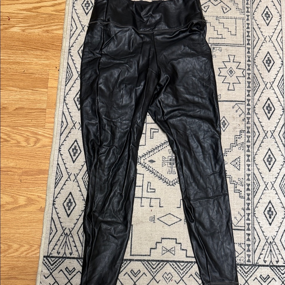 Athleta Black Faux Leather  Leggings